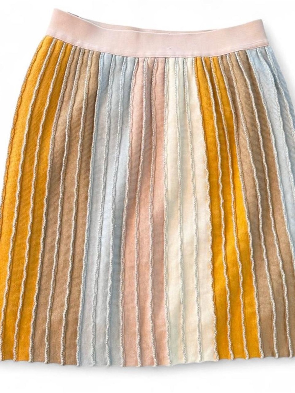 Eva Franco Anthropologie Pastel Metallic Stripe Knit Mini Skirt XS Lined